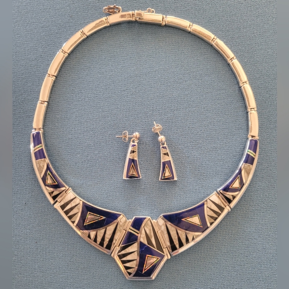 Calvin Begay Statement Necklace and Earrings